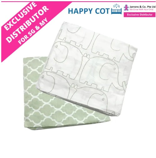 [Jarrons & Co.] Happy Cot Baby Cot Fitted Sheet Assorted (2pc) - Various Designs