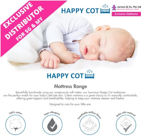 [Jarrons & Co] HAPPY COT: 4" Anti Dust Mite w/ Holes Baby Cot Foam Mattress (117x57cm/131x69cm)