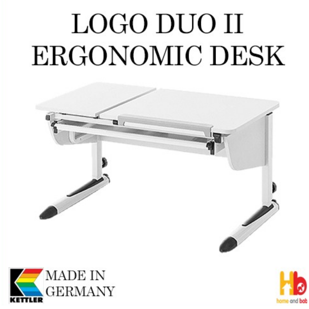 Kettler Logo Duo (II) Desk [Natural/White/Silver] - 3 Years Warranty