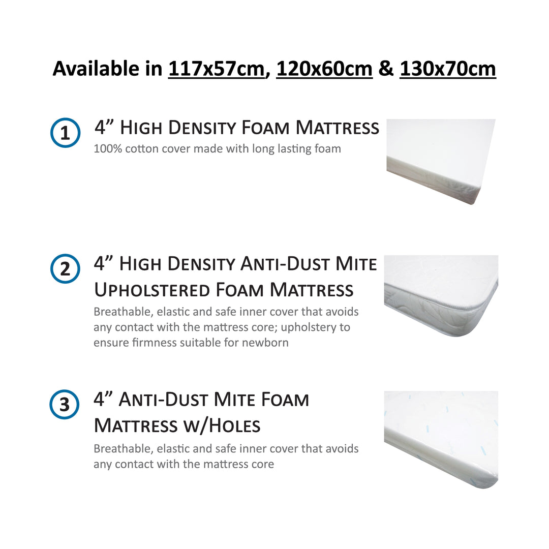 4" Anti Dust Mite Quilted Foam Mattress With Holes