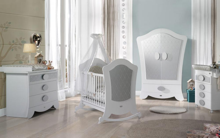 Micuna Big Alexa With Inclinable Mattress Base (White/Silver)