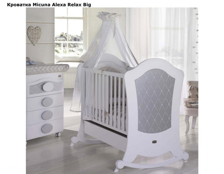 Micuna Big Alexa With Inclinable Mattress Base (White/Silver)